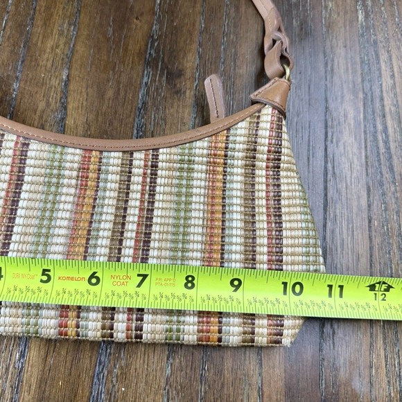 Fossil Woven Colorful Multi-color Straw Handbag Purse Brown Leather Strap *READ - Picture 3 of 9
